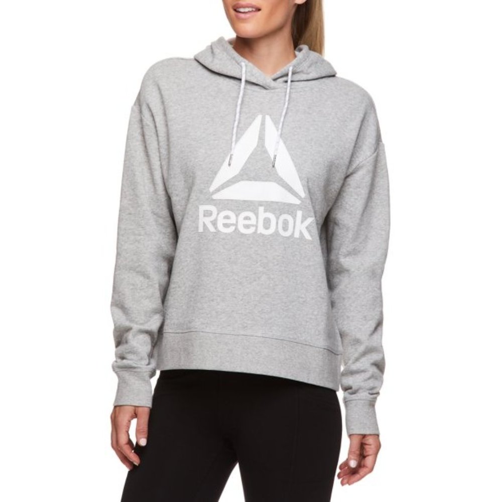 Reebok Womens Graphic Long Sleeve Cropped Hoodie